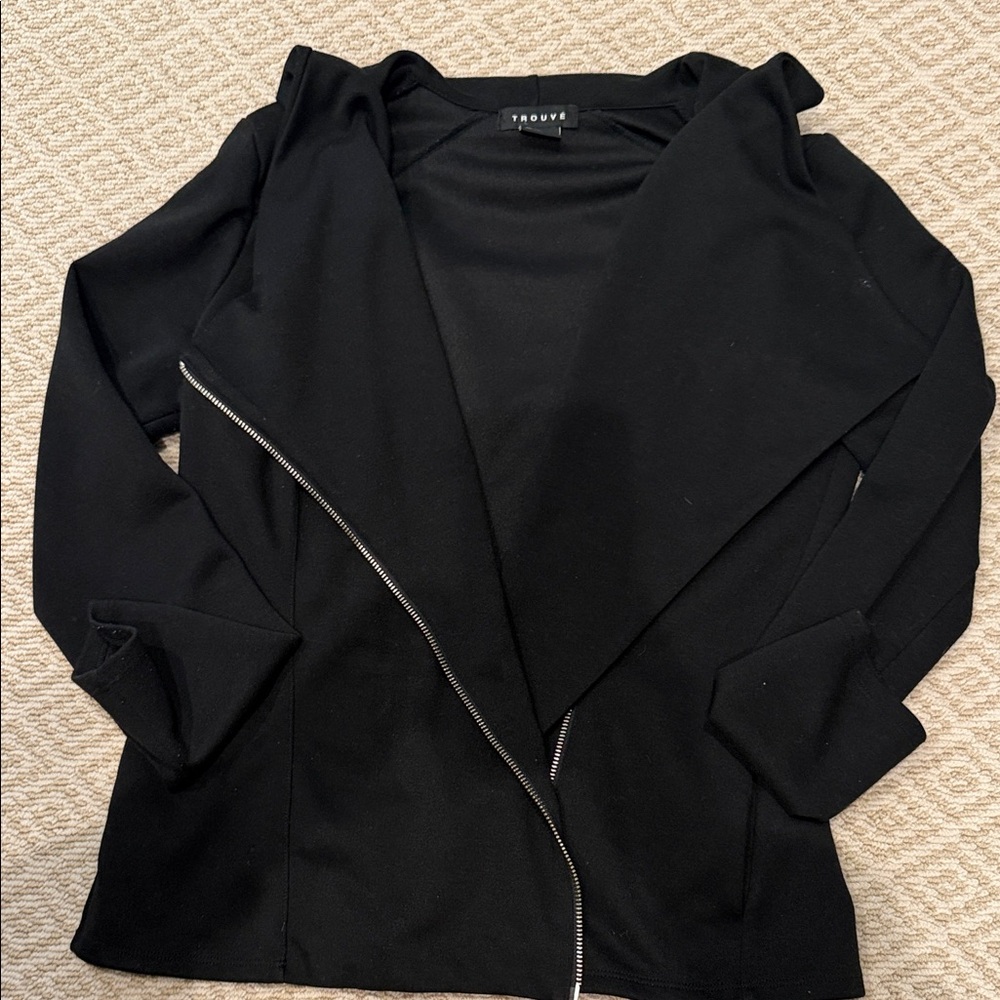 Trouve (Nordstrom) Black Trouvé Asymmetrical Zip Jacket